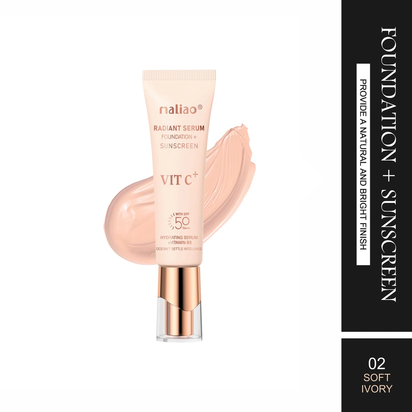 Maliao Foundation + Sunscreen - Natural Bright Finish for Radiant Skin