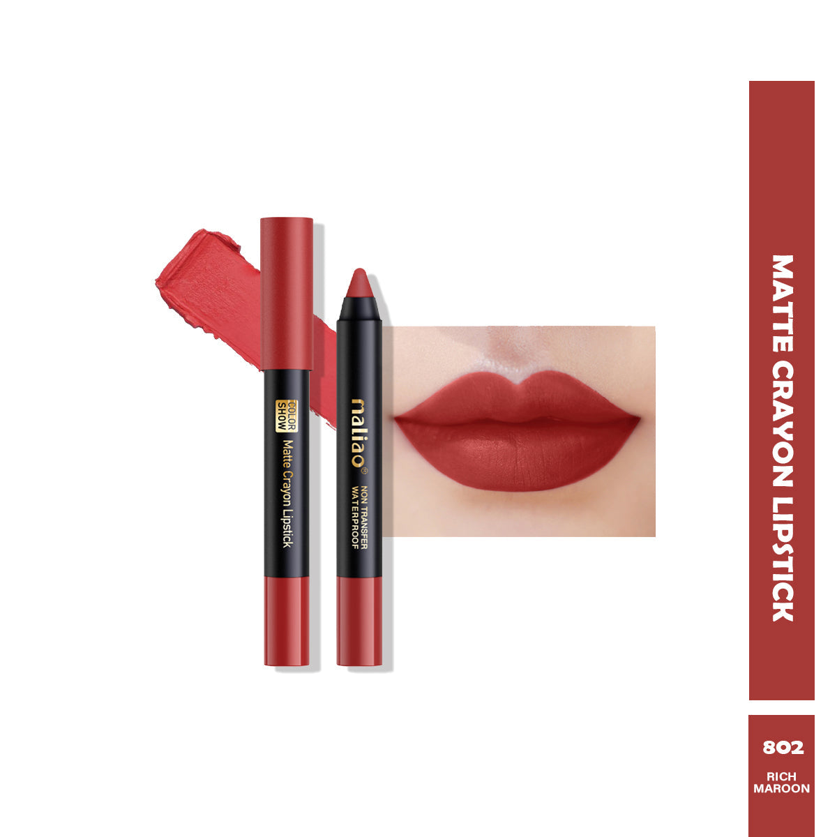 Maliao Matte Crayon Lipstick -Transfer Waterproof Color Show