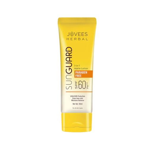 Jovees Herbal Sun Guard Lotion SPF 60 Pa+++ Broad Spectrum For All Skin | 3 in 1 Matte Lotion UVA/UVB Protection, Moisture Balance, Even Tone Skin For Women/Men 100ml