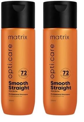 MATRIX Opti.Care Smooth Straight Professional Shampoo for Frizzy, Unmanageable Hair | 96Hr Frizz Control* | Used by 1 Lakh Hairstylists* | with Shea Butter, 200ml