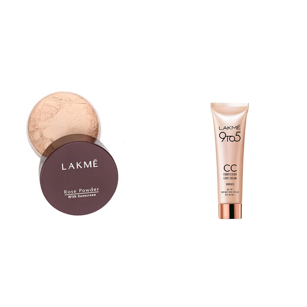 Lakme Rose Loose Face Powder with Sunscreen, Warm Pink, Face Makeup for a Rosy Glow - Matte Finish for Oily Skin Control, 40 g