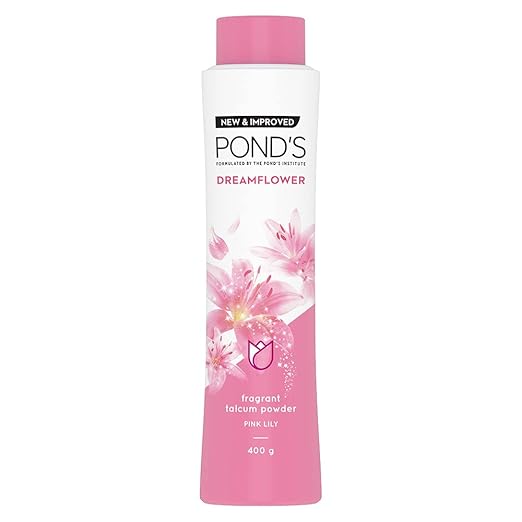 POND'S Dreamflower Pink Lily Fragrance Talcum Powder 400 g, Cooling Fresh Talc for Face & Body - For Men & Women