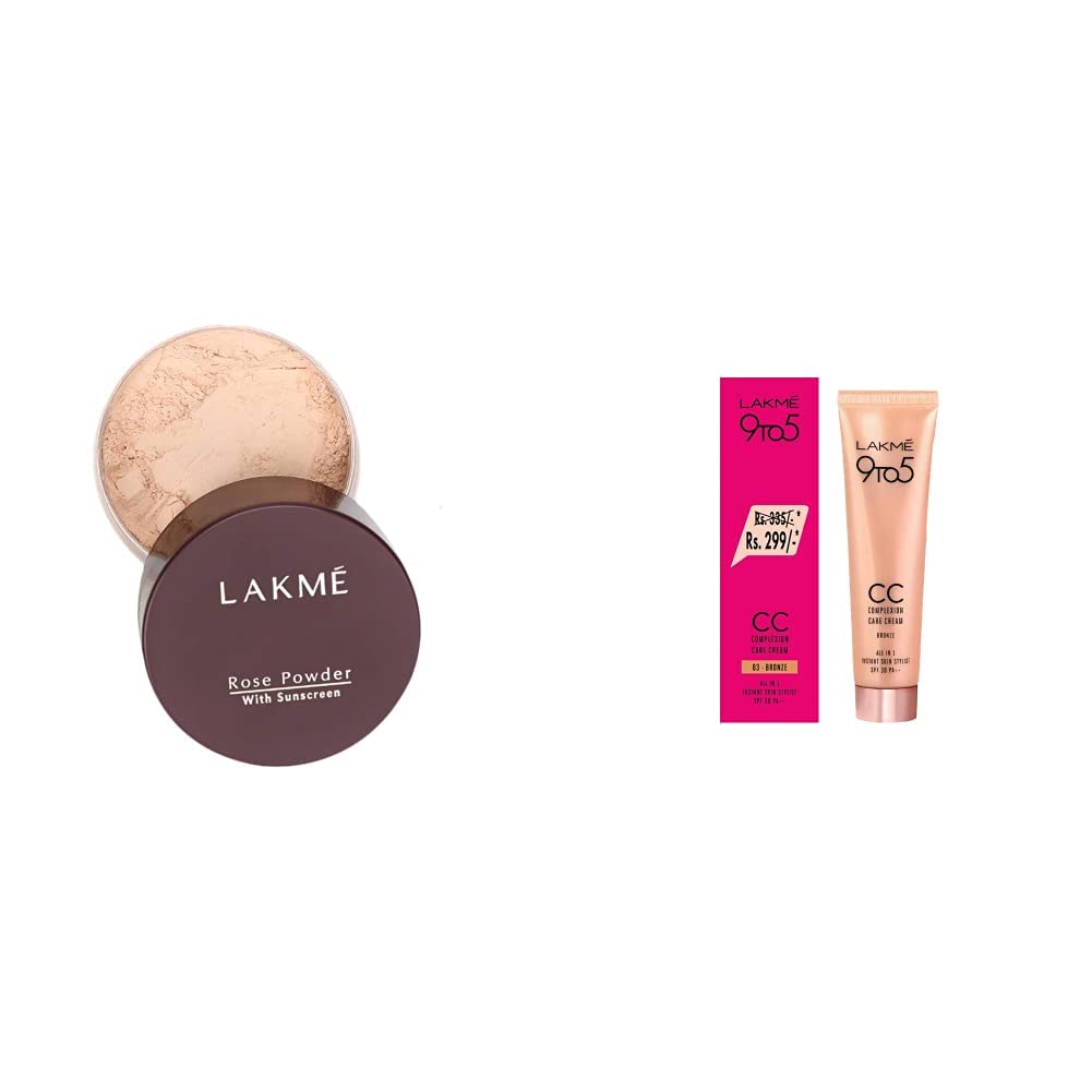 Lakme Rose Loose Face Powder with Sunscreen, Warm Pink, Face Makeup for a Rosy Glow - Matte Finish for Oily Skin Control, 40 g