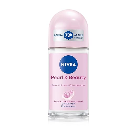 NIVEA Pearl and Beauty 50ml Deo Roll On | With Pearl Extracts & Avocado Oil| 72 H Smooth & Beautiful Underarms | 0% Alcohol | For Women