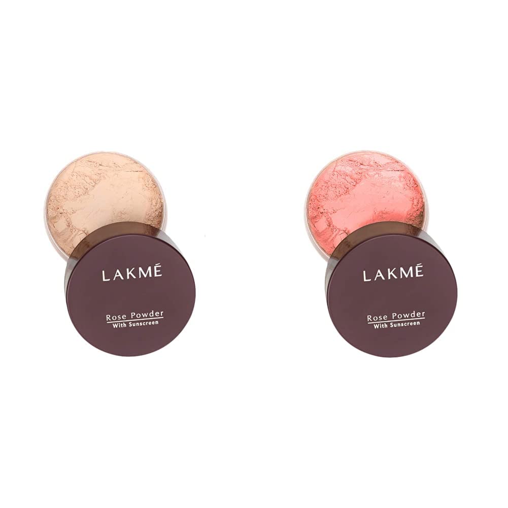Lakme Rose Loose Face Powder with Sunscreen, Warm Pink, Face Makeup for a Rosy Glow - Matte Finish for Oily Skin Control, 40 g
