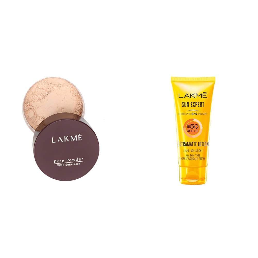 Lakme Rose Loose Face Powder with Sunscreen, Warm Pink, Face Makeup for a Rosy Glow - Matte Finish for Oily Skin Control, 40 g