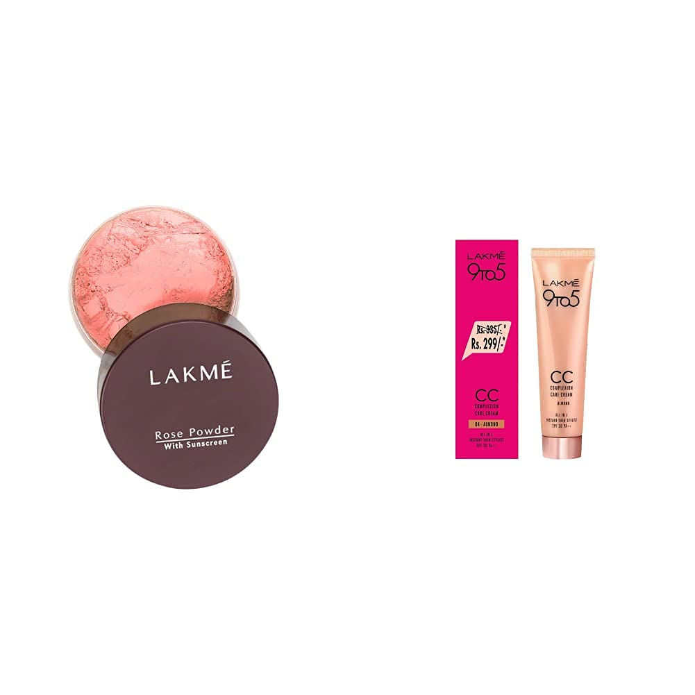 Lakme Rose Loose Face Powder with Sunscreen, Warm Pink, Face Makeup for a Rosy Glow - Matte Finish for Oily Skin Control, 40 g