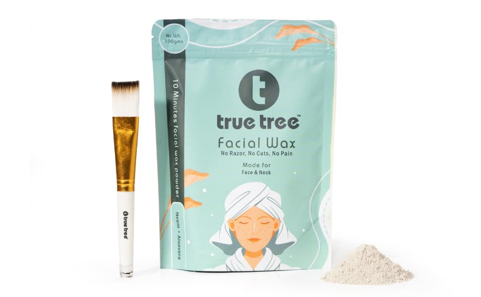 true tree Facial Hair Removal Wax Powder with Neem, Multani Mitti & Aloevera| Painless And Quick Herbal Facial Hair Remover Waxing Powder for Women | No Harmful Chemicals, No Irritation, No Skin Rashes (pack of 2)