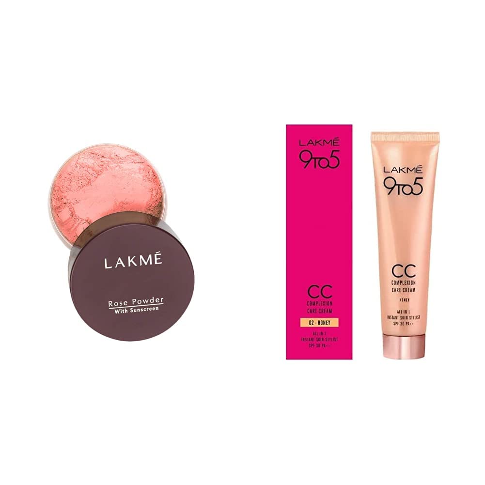 Lakme Rose Loose Face Powder with Sunscreen, Warm Pink, Face Makeup for a Rosy Glow - Matte Finish for Oily Skin Control, 40 g