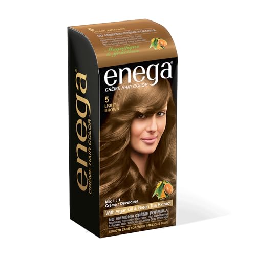 Enega No Ammonia Grey Coverage Long Lasting Creme Hair Color with Argan Oil & Green Tea Extract - Pack of 1(150 ML) (Golden Blonde)