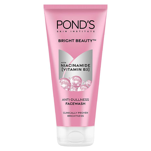 POND's Bright Beauty Anti-Dullness & Brightening Facewash With Niacinamide | For Glass-Skin Like Shine And With 4X Visibly Brighter Skin, 100Gm