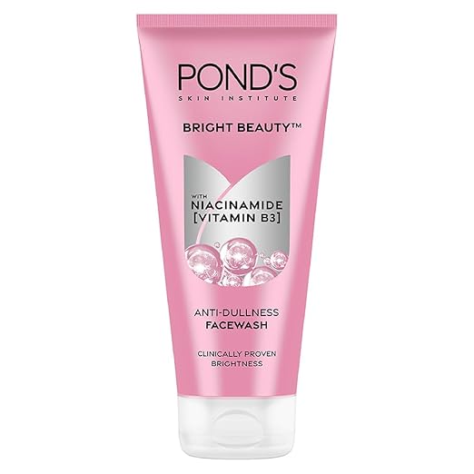 POND's Bright Beauty Anti-Dullness & Brightening Facewash With Niacinamide | For Glass-Skin Like Shine And With 4X Visibly Brighter Skin, 100Gm