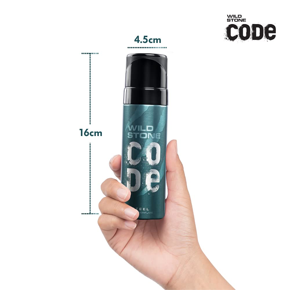 WILD STONE CODE Titanium Long Lasting No Gas Body Perfume For Men, 150Ml, Spray