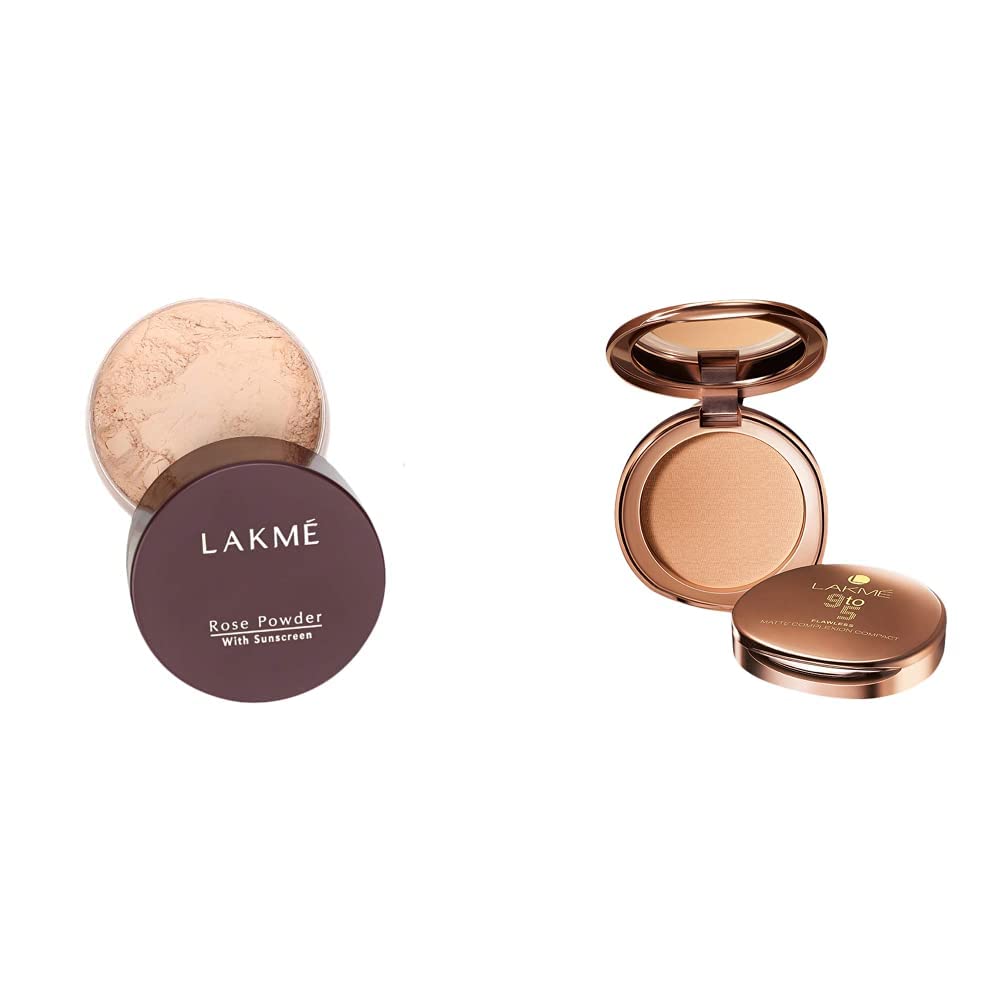 Lakme Rose Loose Face Powder with Sunscreen, Warm Pink, Face Makeup for a Rosy Glow - Matte Finish for Oily Skin Control, 40 g