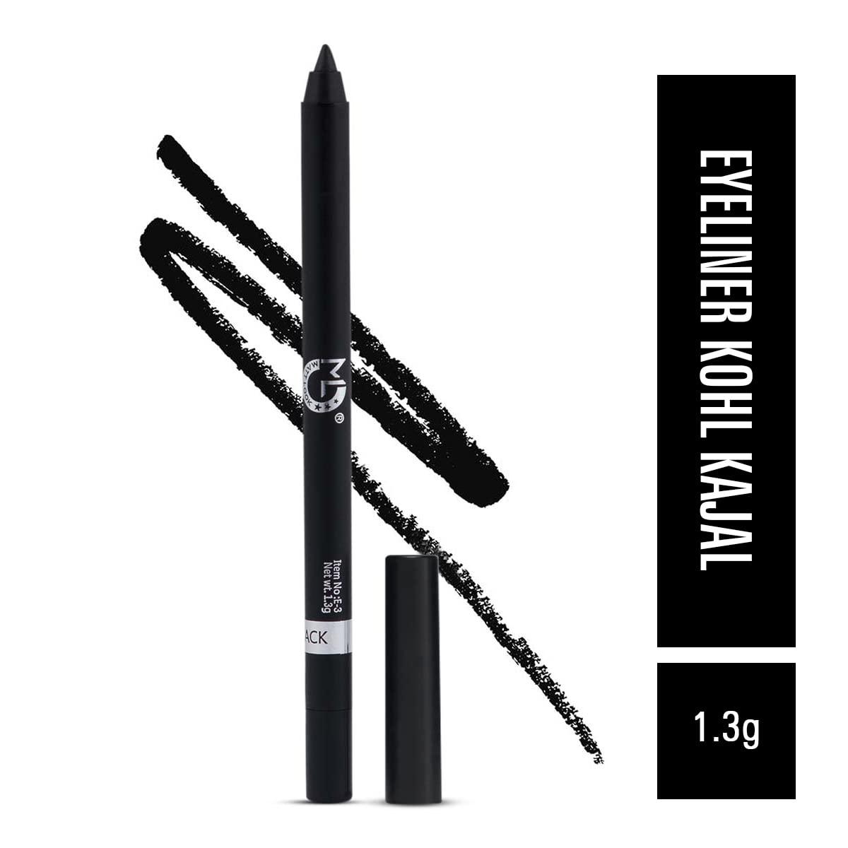 Mattlook Single Stroke Super Glide Eyeliner Kohl Kajal 24 Hours Water Proof|Smudge Proof, Jet Black (1.3gm)