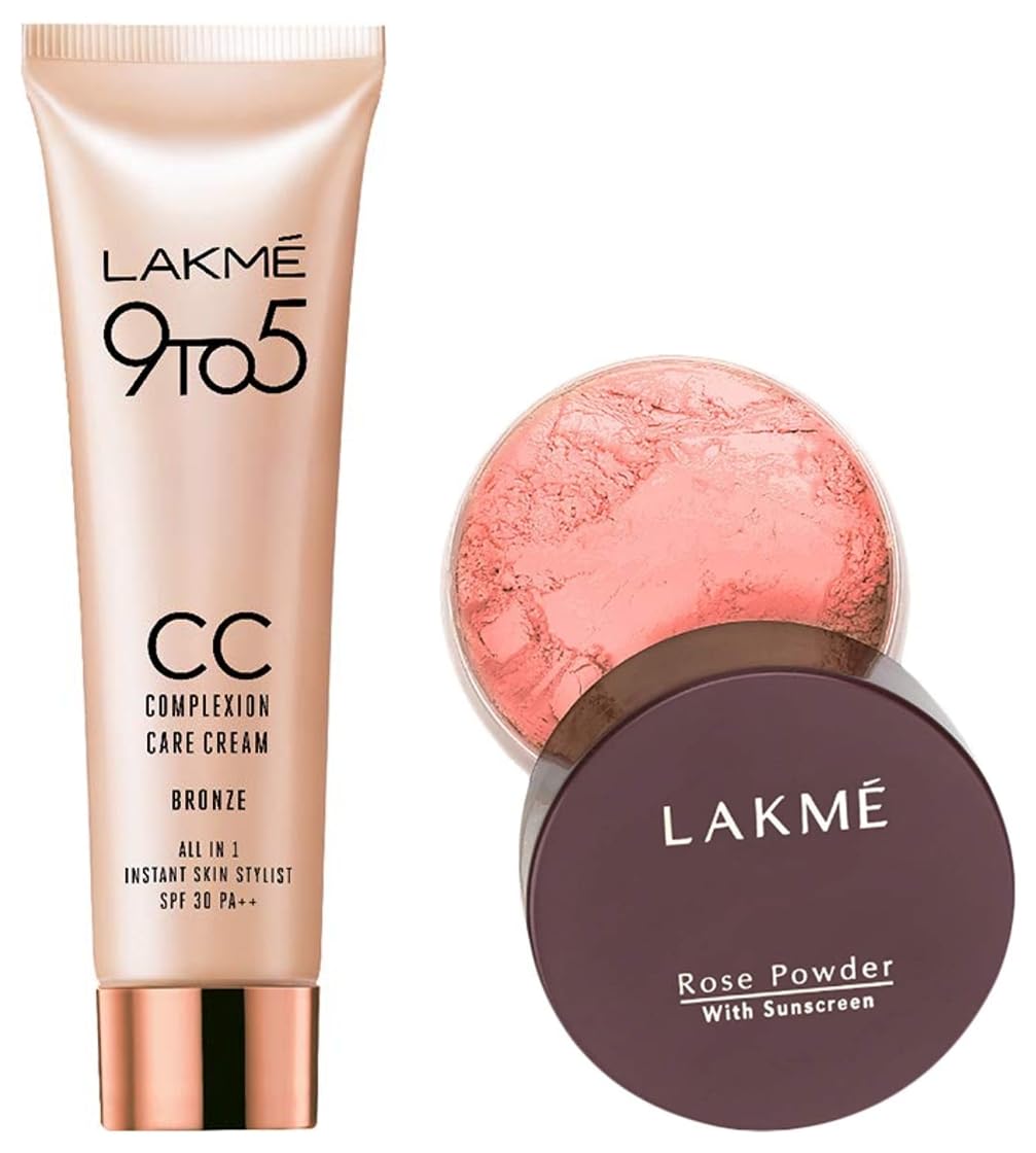 Lakme Rose Loose Face Powder with Sunscreen, Warm Pink, Face Makeup for a Rosy Glow - Matte Finish for Oily Skin Control, 40 g