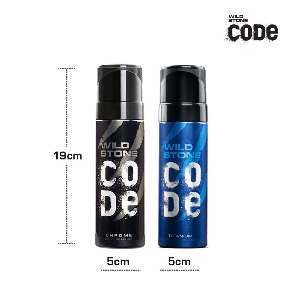 WILD STONE CODE Titanium Long Lasting No Gas Body Perfume For Men, 150Ml, Spray