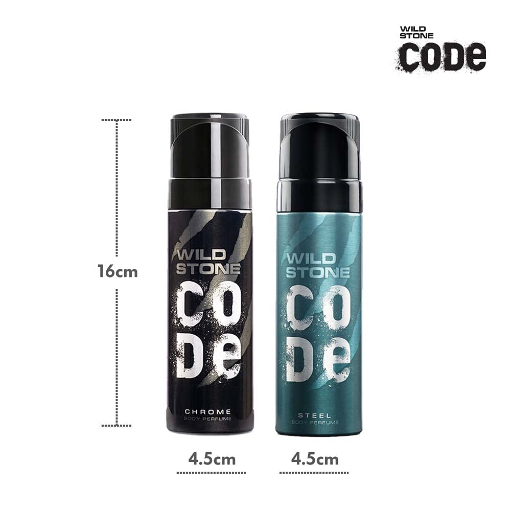 WILD STONE CODE Titanium Long Lasting No Gas Body Perfume For Men, 150Ml, Spray