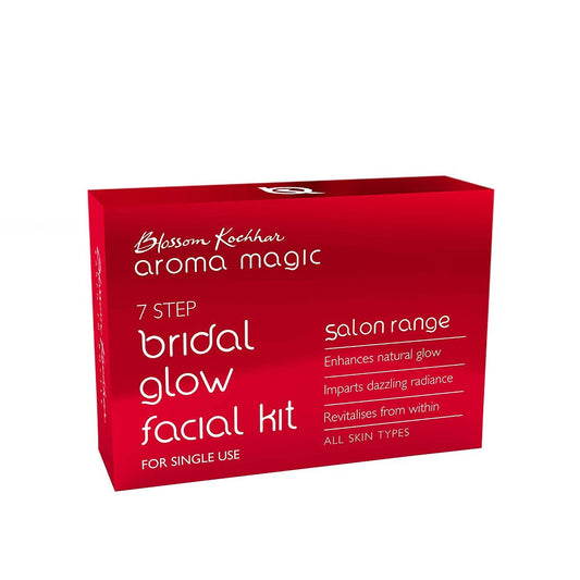Aroma Magic 7 step Bridal Glow Facial Kit| Enhance Natural glow + Dazzling radiance & Revitalises | with Turmeric & Rose Extracts| All Skin type| Single Use| Pack of 1 (20g + 18ml)