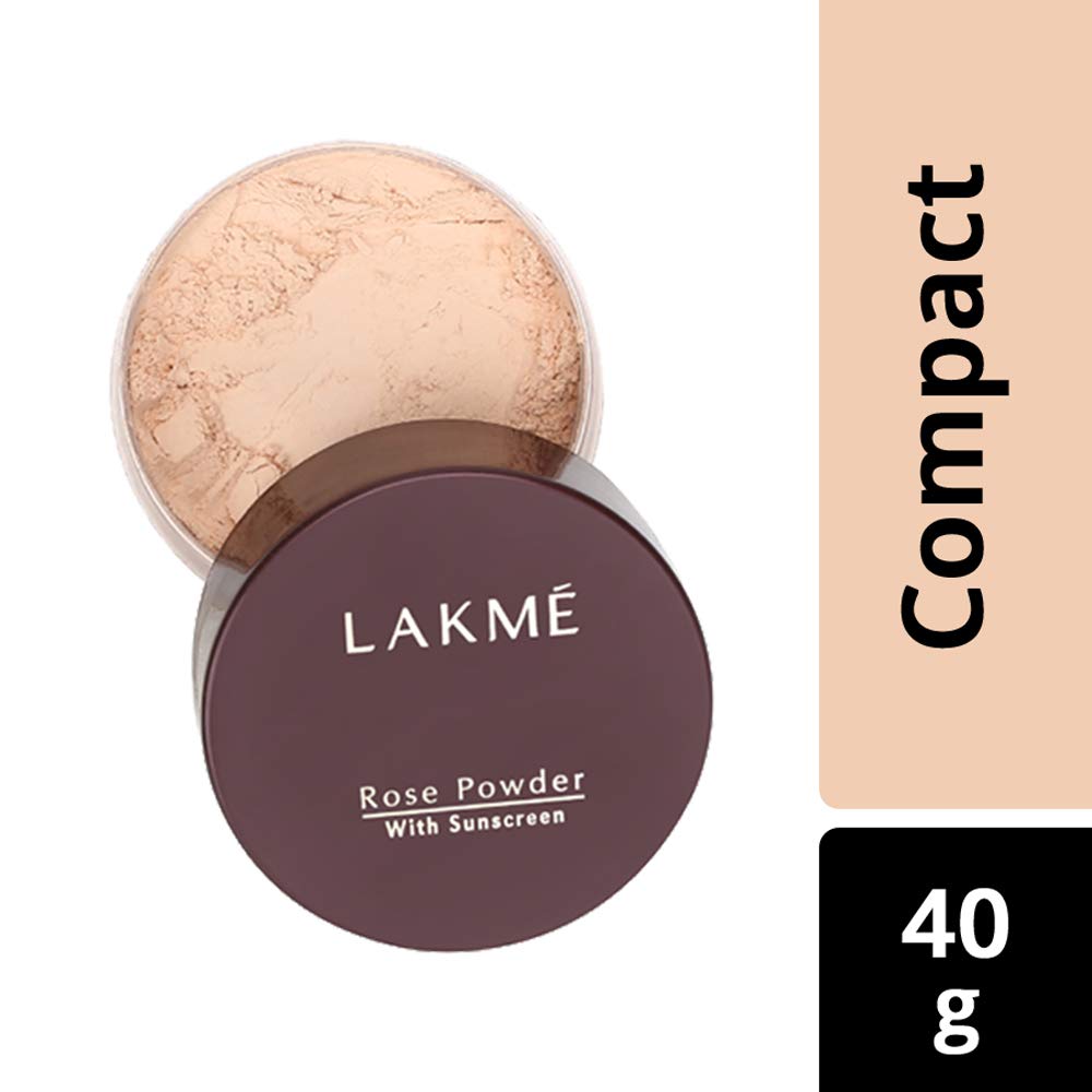 Lakme Rose Loose Face Powder with Sunscreen, Warm Pink, Face Makeup for a Rosy Glow - Matte Finish for Oily Skin Control, 40 g
