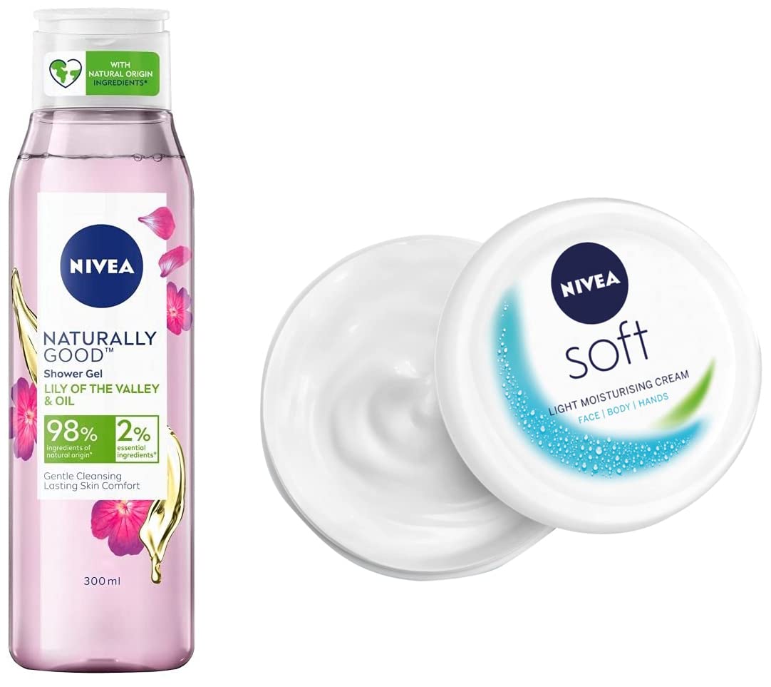 NIVEA Soft Light Moisturizer, 300 ml, for Face, Hand & Body, Non-Greasy Cream with Vitamin E & Jojoba Oil for Instant Hydration