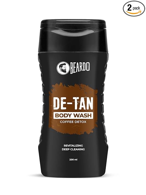 Beardo De-Tan Body Wash for Men, 200ml | Tan Removal and Caffeine Body Wash | Detan With Coffee & Aloe Extracts | For Body & Face | Refreshing Fragrance