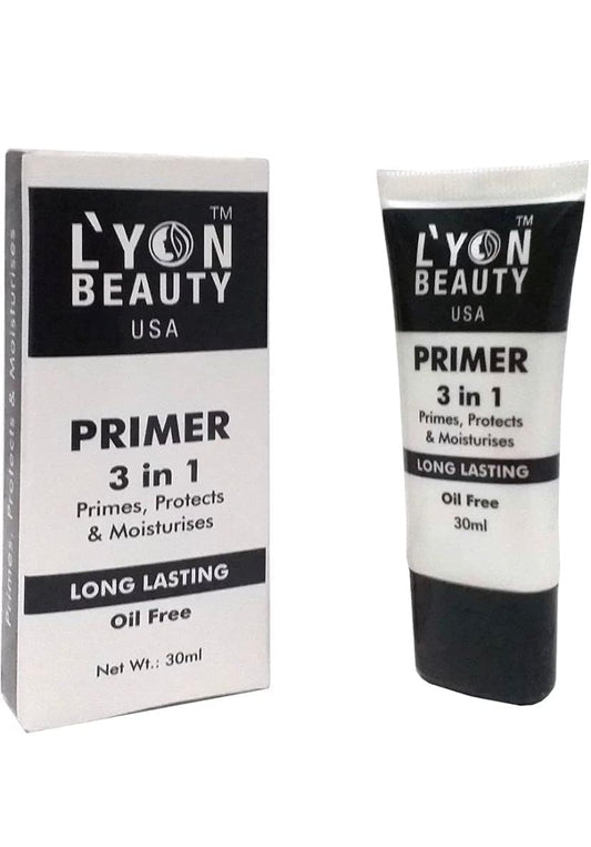 L’YON BEAUTY PRIMER 3 IN 1 | Oil Free | Long Lasting | Waterproof Primer | Protects | Moisturizes | 30 ml