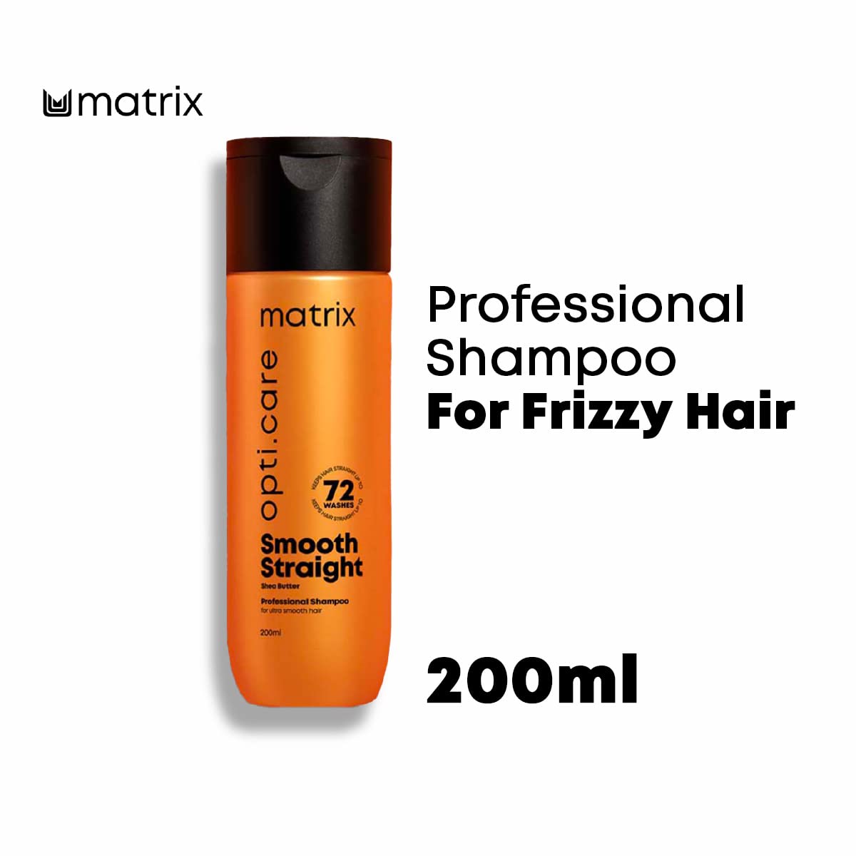 MATRIX Opti.Care Smooth Straight Professional Shampoo for Frizzy, Unmanageable Hair | 96Hr Frizz Control* | Used by 1 Lakh Hairstylists* | with Shea Butter, 200ml