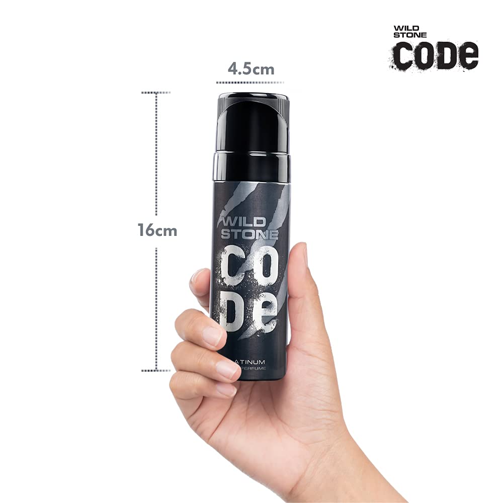 WILD STONE CODE Titanium Long Lasting No Gas Body Perfume For Men, 150Ml, Spray