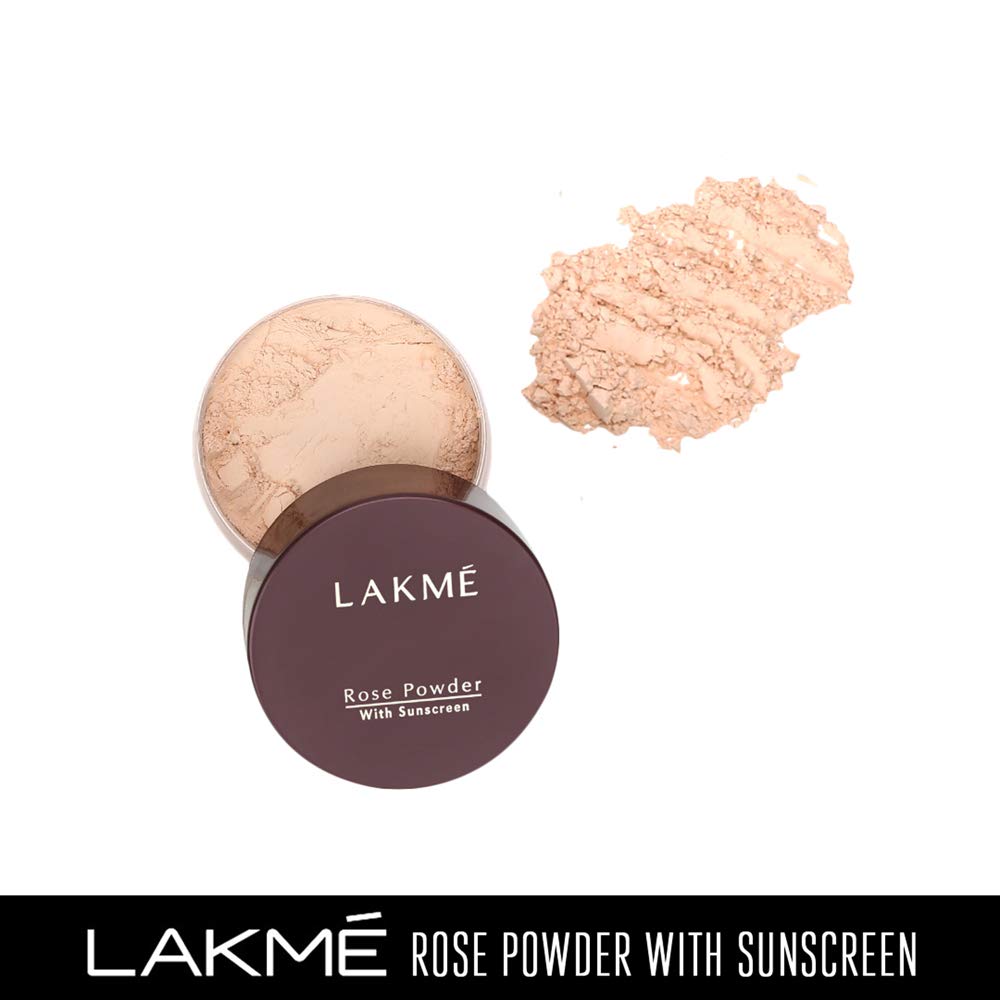 Lakme Rose Loose Face Powder with Sunscreen, Warm Pink, Face Makeup for a Rosy Glow - Matte Finish for Oily Skin Control, 40 g