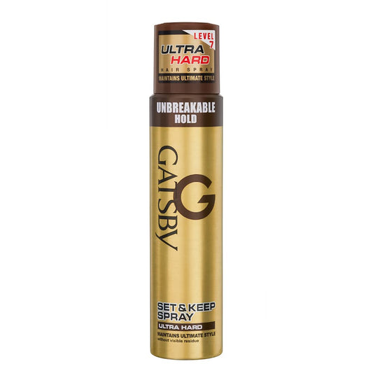 Gatsby Japan Set & Keep Hair Spray - Ultra Hard 250ml | Quick Drying, Long Lasting Hold, No Flaking, Natural Shine, & Easy Wash Off | Contains UV Ray Protector | Hair Spray For Salon Like Finish