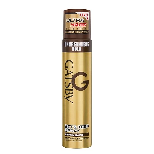 Gatsby Japan Set & Keep Hair Spray - Ultra Hard 250ml | Quick Drying, Long Lasting Hold, No Flaking, Natural Shine, & Easy Wash Off | Contains UV Ray Protector | Hair Spray For Salon Like Finish