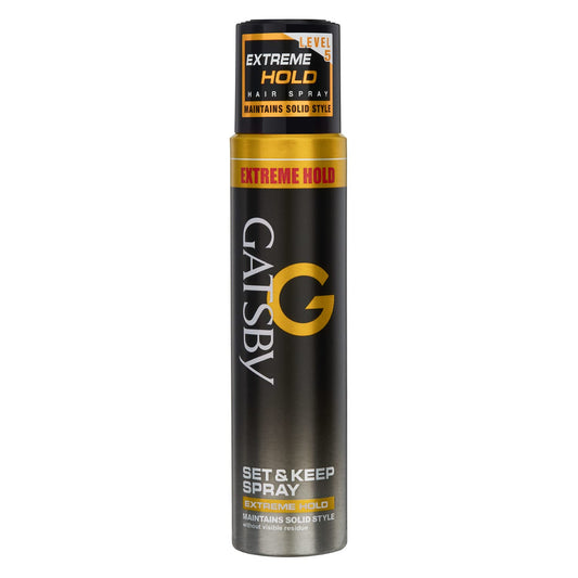 Gatsby Set & Keep Hair Spray - Extreme Hold | Quick Drying, Long Lasting Hold, No Flaking & Natural Shine | Non Sticky & Easy Wash Off | Styling Hair Spray | 250ml