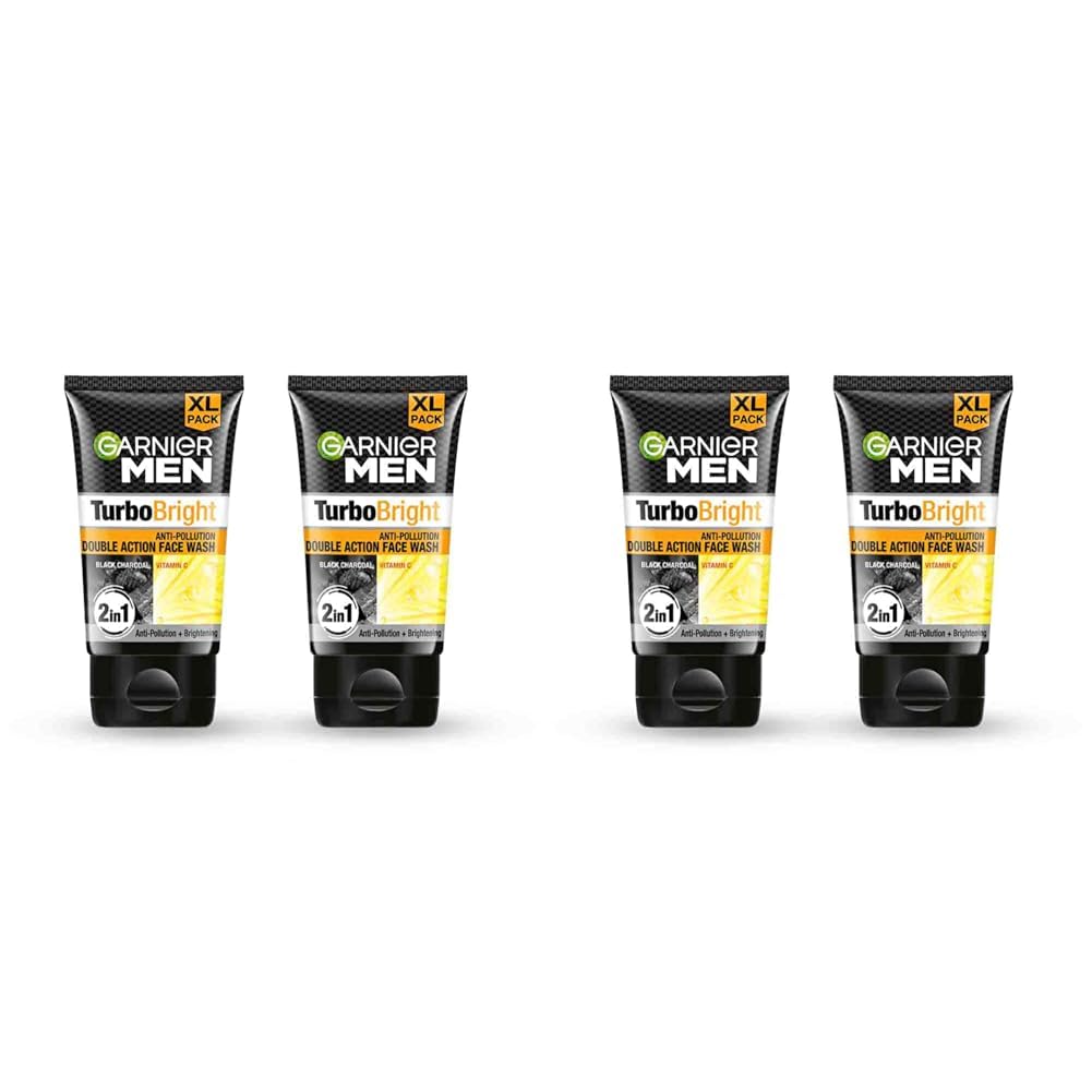 Garnier Men, Face Wash, Brightening & Anti-Pollution, TurboBright Double Action, 100 g