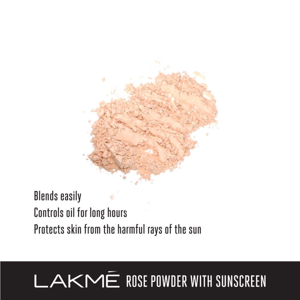 Lakme Rose Loose Face Powder with Sunscreen, Warm Pink, Face Makeup for a Rosy Glow - Matte Finish for Oily Skin Control, 40 g
