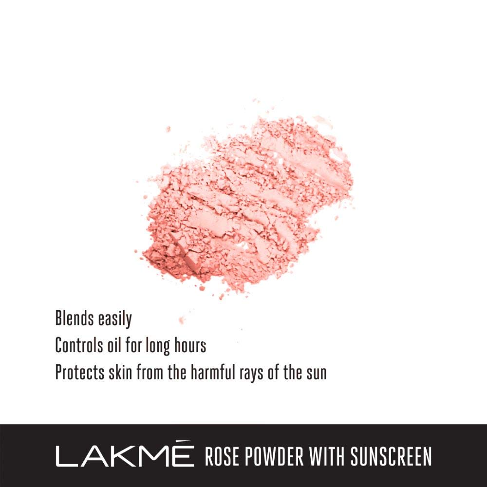 Lakme Rose Loose Face Powder with Sunscreen, Warm Pink, Face Makeup for a Rosy Glow - Matte Finish for Oily Skin Control, 40 g