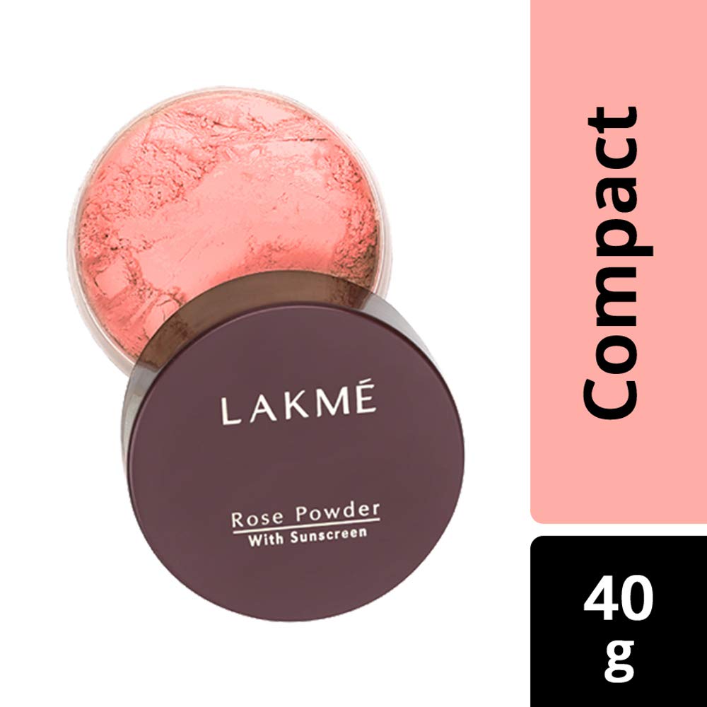 Lakme Rose Loose Face Powder with Sunscreen, Warm Pink, Face Makeup for a Rosy Glow - Matte Finish for Oily Skin Control, 40 g