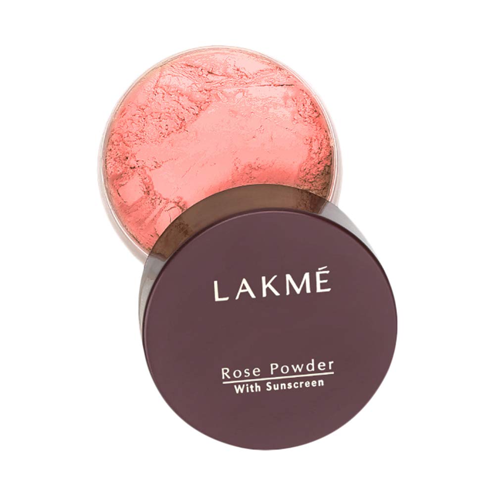Lakme Rose Loose Face Powder with Sunscreen, Warm Pink, Face Makeup for a Rosy Glow - Matte Finish for Oily Skin Control, 40 g