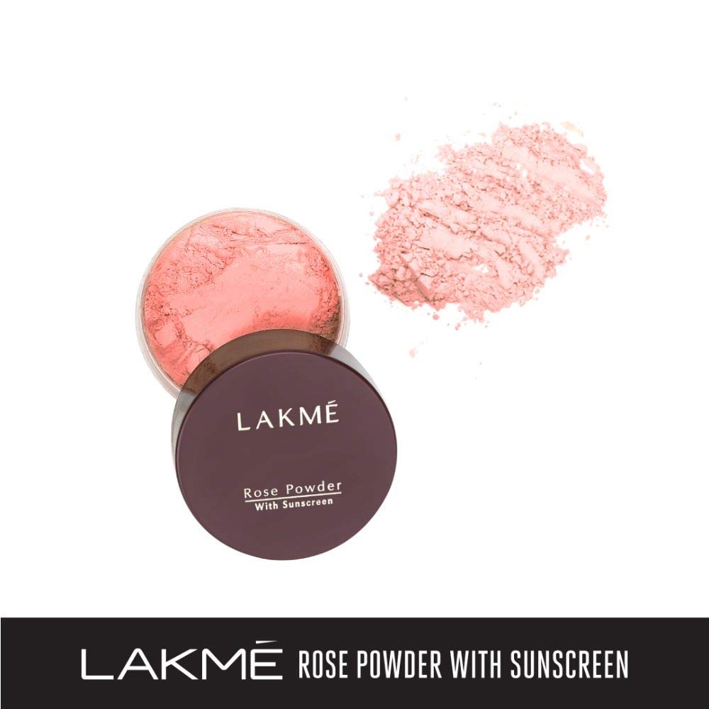 Lakme Rose Loose Face Powder with Sunscreen, Warm Pink, Face Makeup for a Rosy Glow - Matte Finish for Oily Skin Control, 40 g