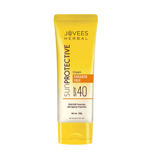 Jovees Herbal Sun Protective Sunscreen SPF 40 | Lightweight, Quick Absorbing and Oil Free - UVA/UVB Protection | Normal to Dry Skin Type | Paraben & Alcohol Free 100g