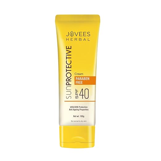 Jovees Herbal Sun Protective Sunscreen SPF 40 | Lightweight, Quick Absorbing and Oil Free - UVA/UVB Protection | Normal to Dry Skin Type | Paraben & Alcohol Free 100g