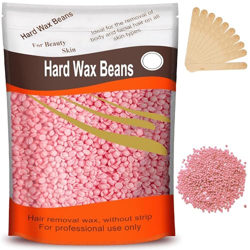 Plenteous Hard Wax Beads, 100G Painless Hard Wax Beans with 10 Applicators, Professional Wax Beads for Eyebrow, Armpit, Bikini, Back, Chest, Legs, Painless Hair Removal. (Strawberry)