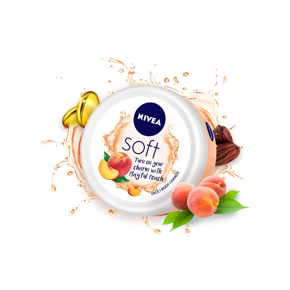 NIVEA Soft Light Moisturizer, 300 ml, for Face, Hand & Body, Non-Greasy Cream with Vitamin E & Jojoba Oil for Instant Hydration