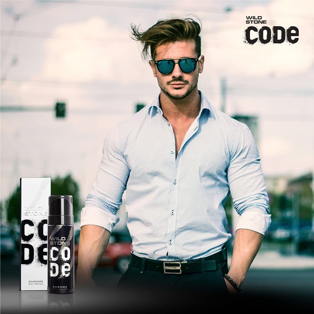 WILD STONE CODE Titanium Long Lasting No Gas Body Perfume For Men, 150Ml, Spray
