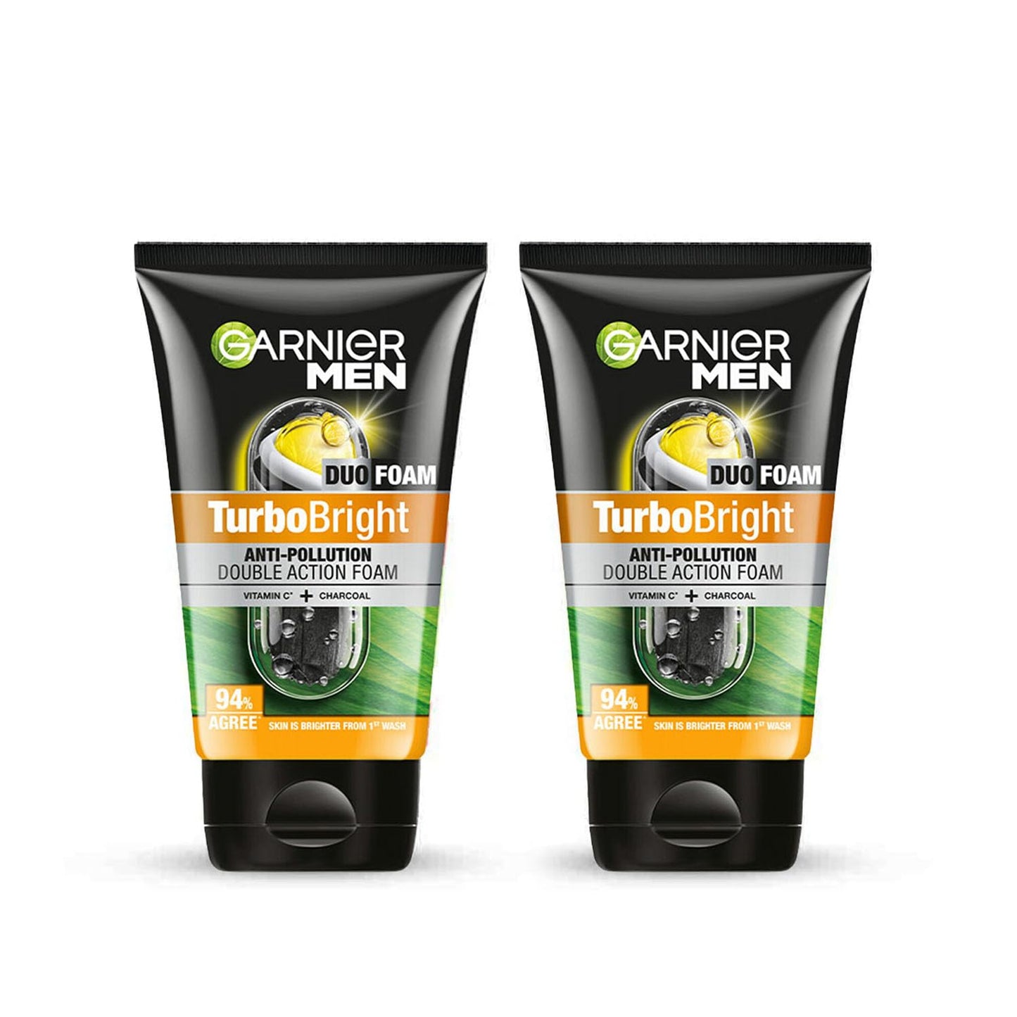 Garnier Men, Face Wash, Brightening & Anti-Pollution, TurboBright Double Action, 100 g