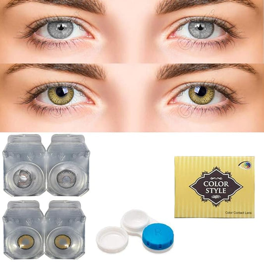 Soft Eye Monthly Color Contact Lenses (Grey Pure Hazel and Light Grey) - Zero Power Combo Pack of 2 Pairs with lens case
