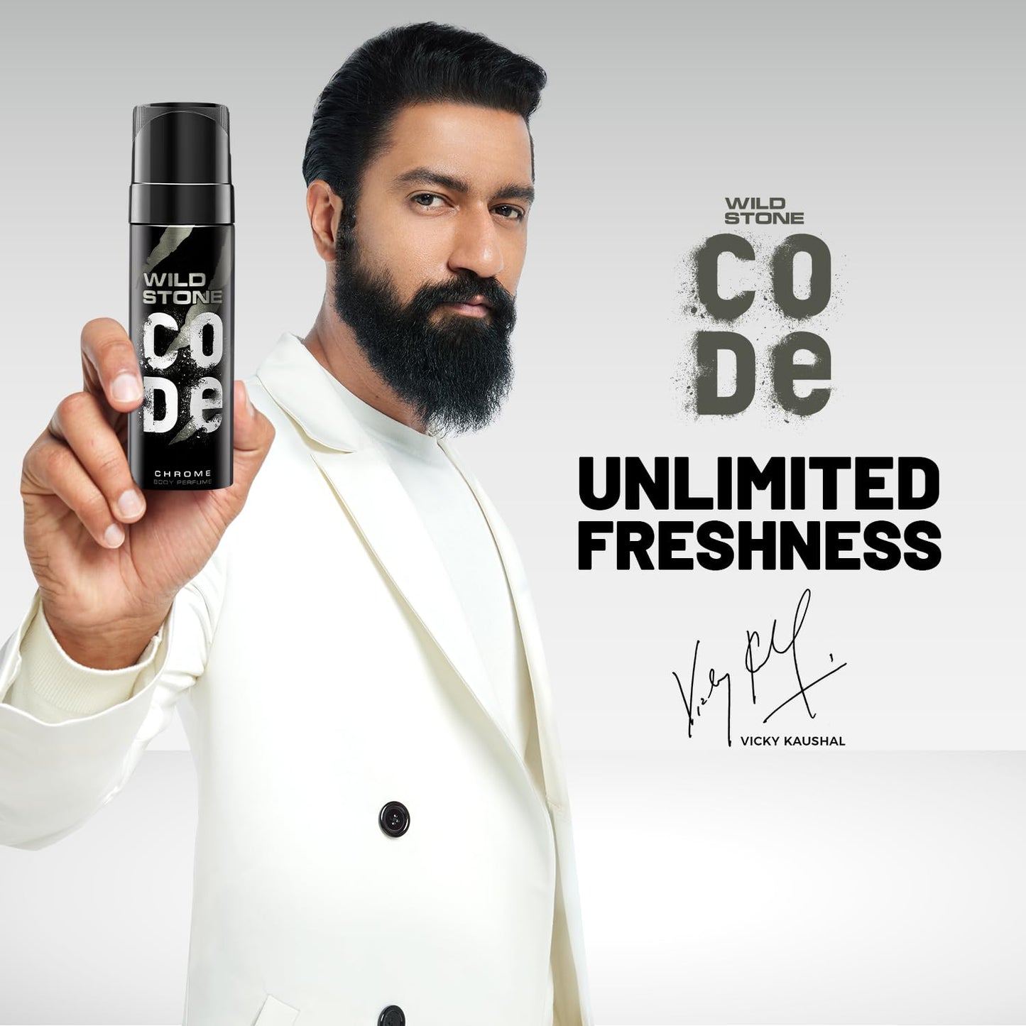 WILD STONE CODE Titanium Long Lasting No Gas Body Perfume For Men, 150Ml, Spray