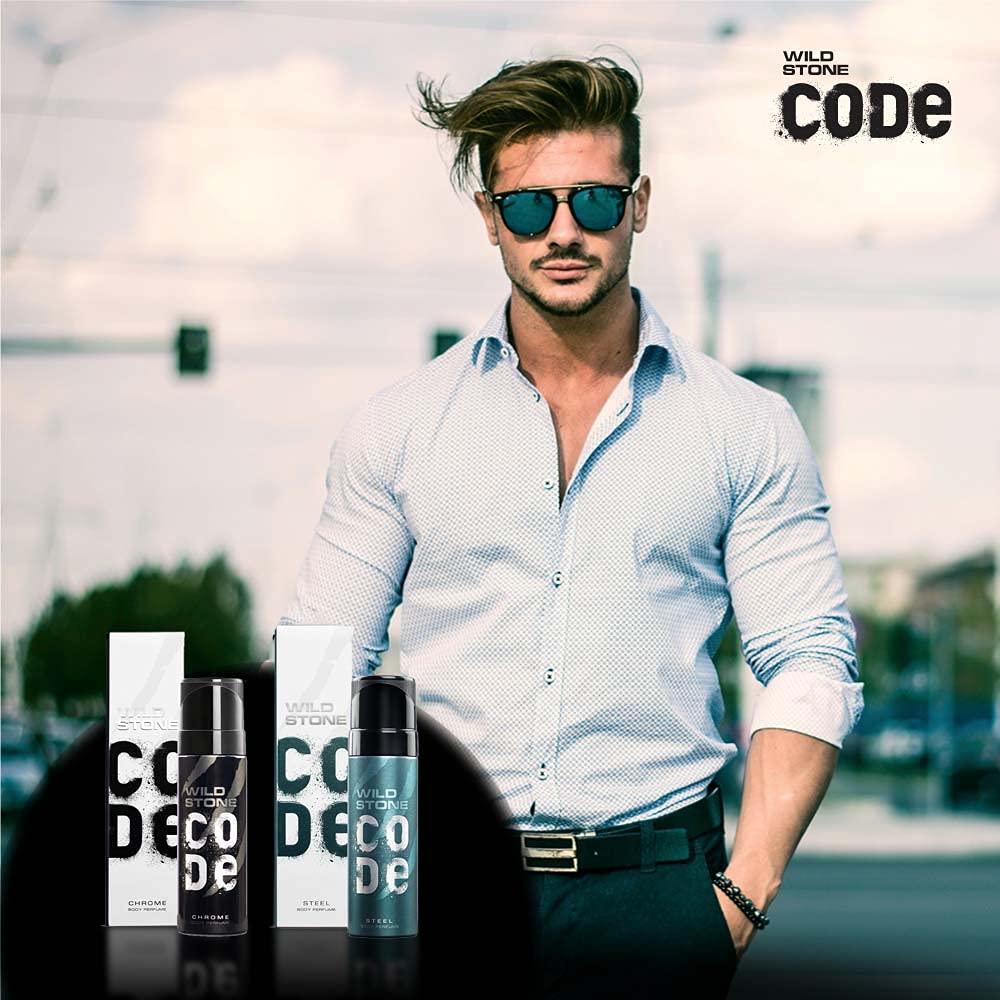 WILD STONE CODE Titanium Long Lasting No Gas Body Perfume For Men, 150Ml, Spray