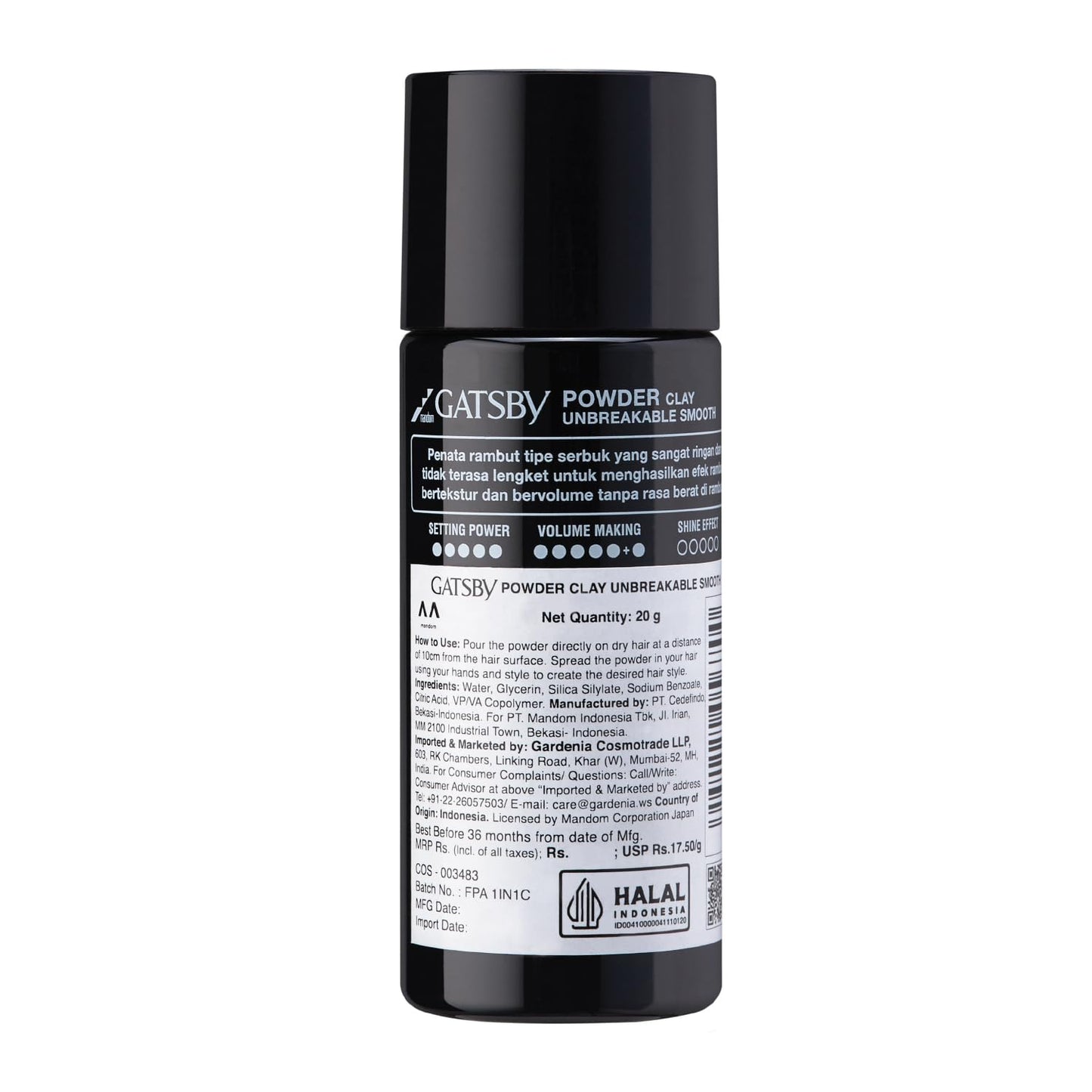 Gatsby Japan Hair Volumizing Powder Clay - 20g | Unbreakable Smooth | Ultra Lightweight & Massive Volume | Matte Finish Hair Wax for Men | Super Strong Hold | Quick & Easy Hair Styling
