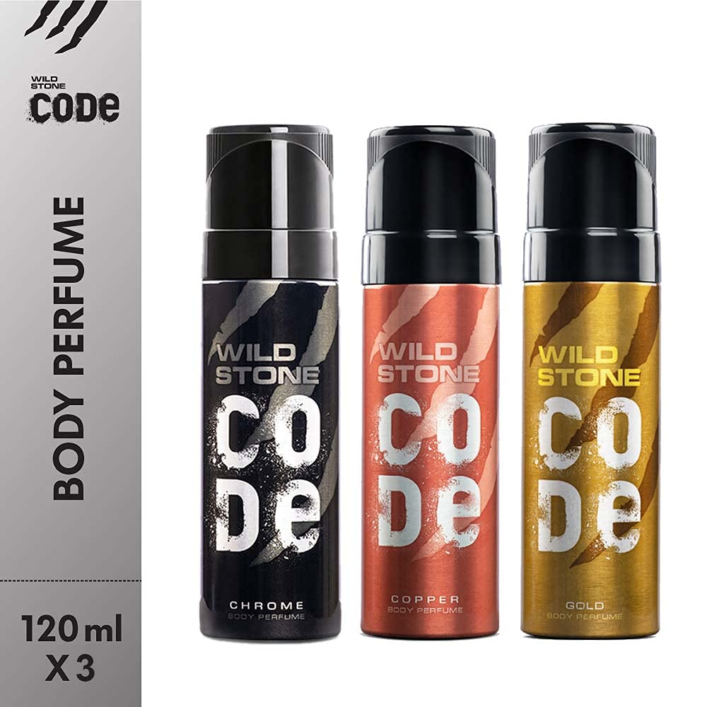WILD STONE CODE Titanium Long Lasting No Gas Body Perfume For Men, 150Ml, Spray